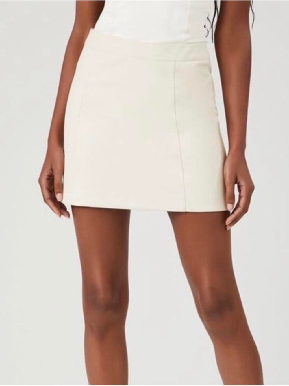High-Rise Cream Mini Skirt — Sleek Women's A-Line